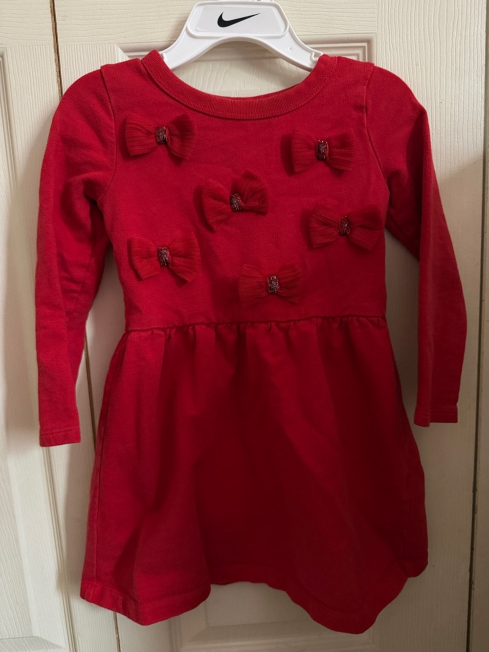 Carter's Red Long-Sleeve Bow Front Casual Dress